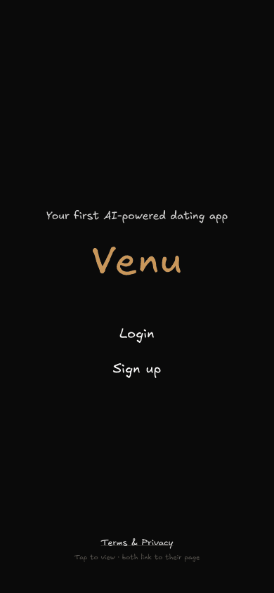 Venu welcome screen